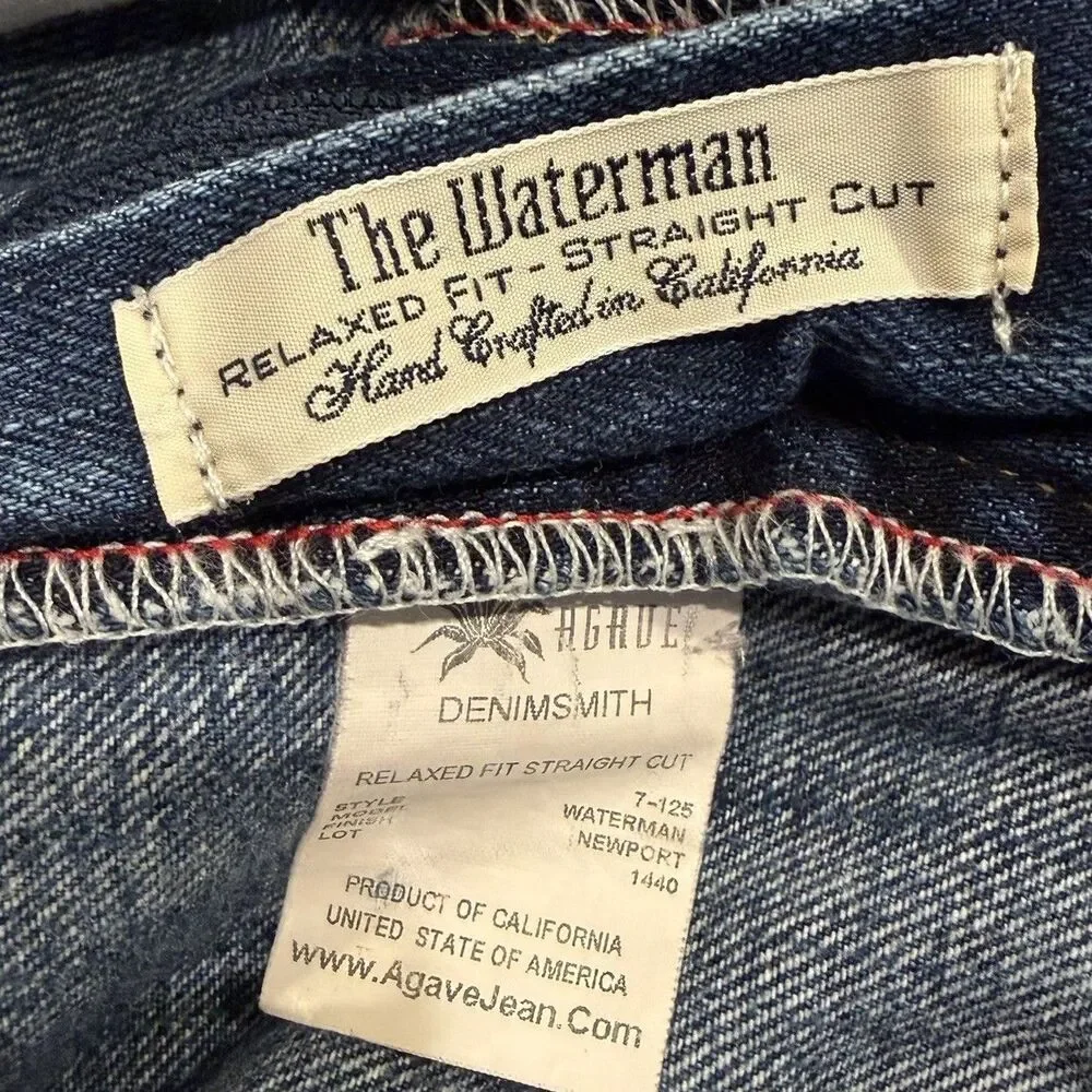 Jake Agave Denimsmith Jeans Waterman Men's 32 Blue Relaxed Mid Rise Straight USA
